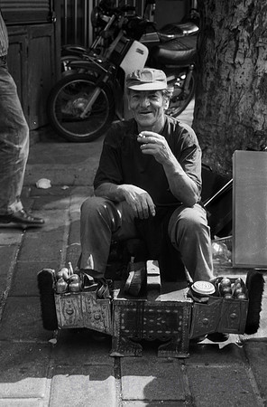 Traditional shoe-shine with a smile