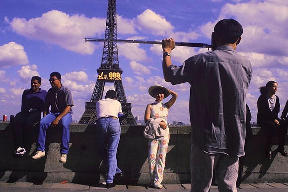 Chinese tourists at Eiffel Tower, Lucky 888